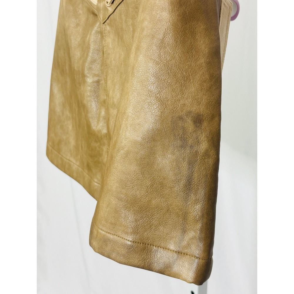 Promesa Camel Faux Leather Mini Skirt Front Zip Tassel Western Boho | Small - Picture 7 of 8